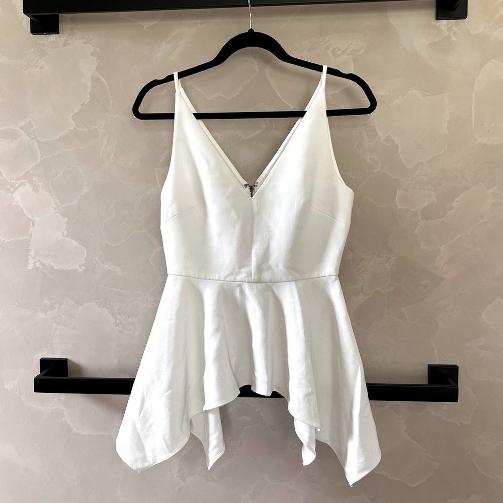 BCBGMaxAzria White Asymmetrical Camisole